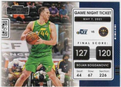 Bojan Bogdanovic #6 Basketball Cards 2021 Panini Contenders Game Night Ticket
