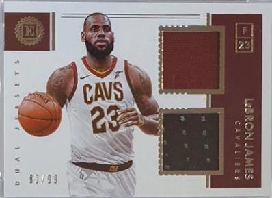 LeBron James #PATCH /99 Game Worn Dual Jersey #DJ-LJ Basketball Cards 2017 Panini Encased Dual Jerseys