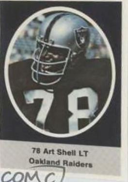 Art Shell Football Cards 1972 Sunoco Stamps