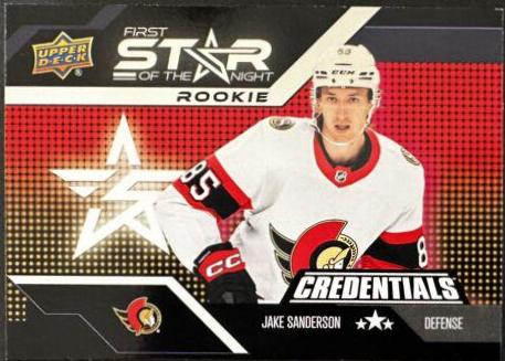 Jake Sanderson #1SR-7 2022 Upper Deck Credentials 1st Star Of The Night Hockey