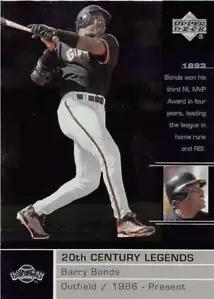 Barry Bonds #110 Baseball Cards 2000 Upper Deck Century Legends