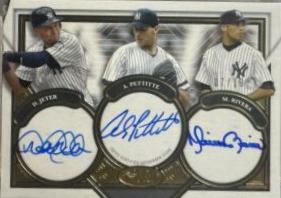 Mariano Rivera, Andy Pettitte, Derek Jeter #TA-JRP Baseball Cards 2023 Topps Tier One Triple Autographs