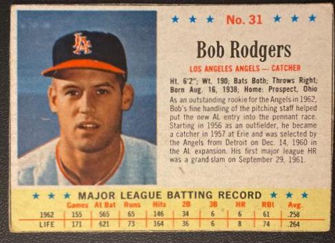 Bob Rodgers #31 1963 Post Cereal Baseball