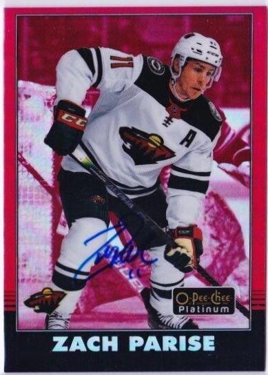 Zach Parise #R-25 Hockey Cards 2021 O-Pee-Chee Platinum 2020 Update Retro Red Rainbow Autograph