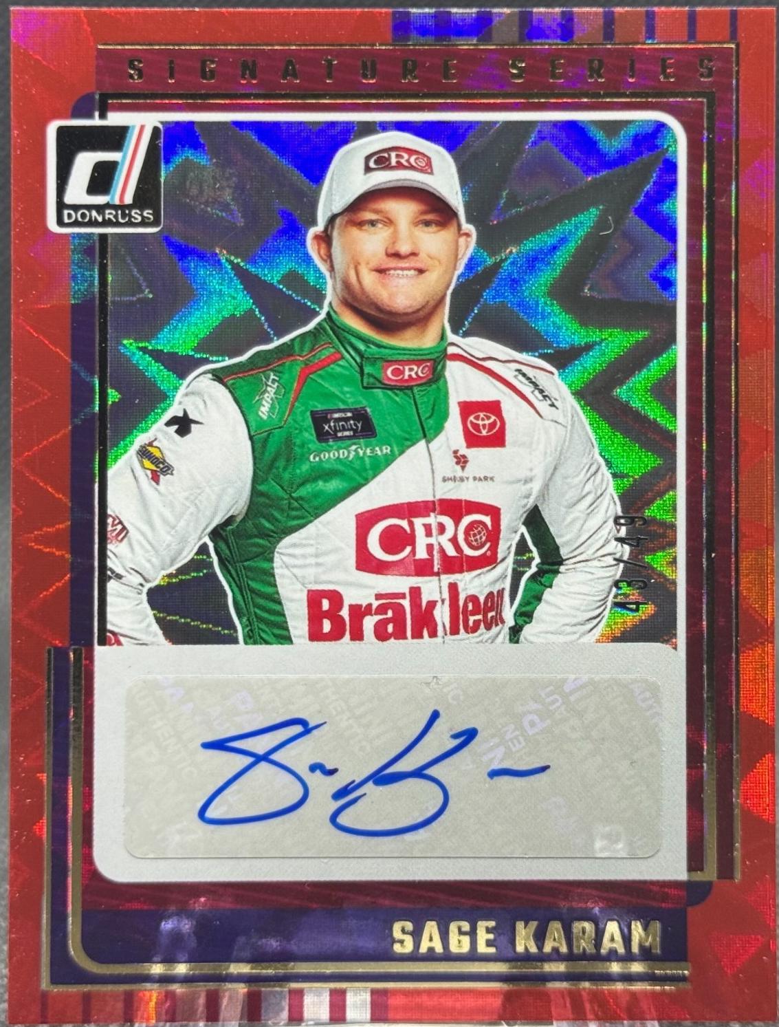 Sage Karam [Red Xplosion] #20 Prices | 2025 Panini Donruss NASCAR ...
