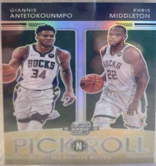 Giannis Antetokounmpo, Khris Middleton #2 Basketball Cards 2021 Panini Contenders Optic Pick n Roll