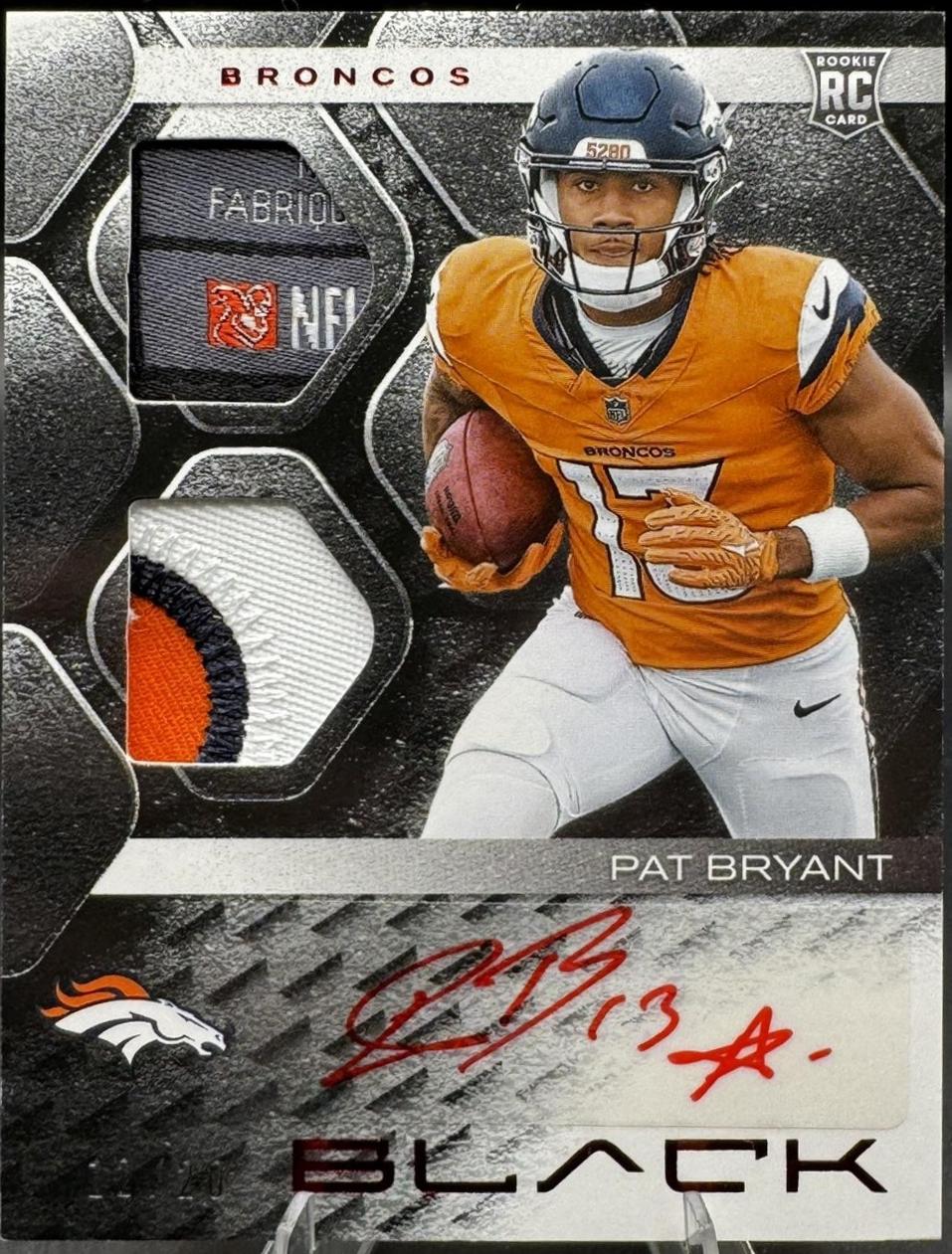 Pat Bryant #9 2025 Panini Black Football Rookie Signature Materials
