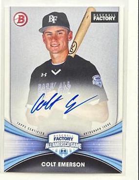 Colt Emerson #AA-CE Baseball Cards 2023 Bowman Draft Under Armour All America Game Autographs
