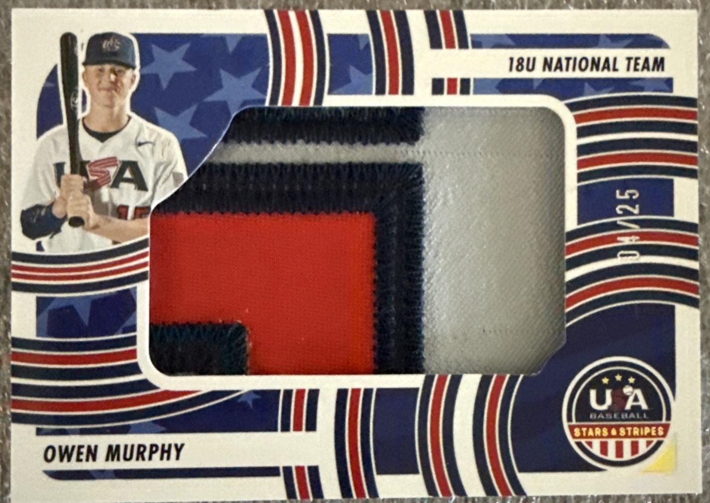 Owen Murphy #JM-OM 2024 Panini Stars & Stripes USA Baseball Alumni Jumbo Materials