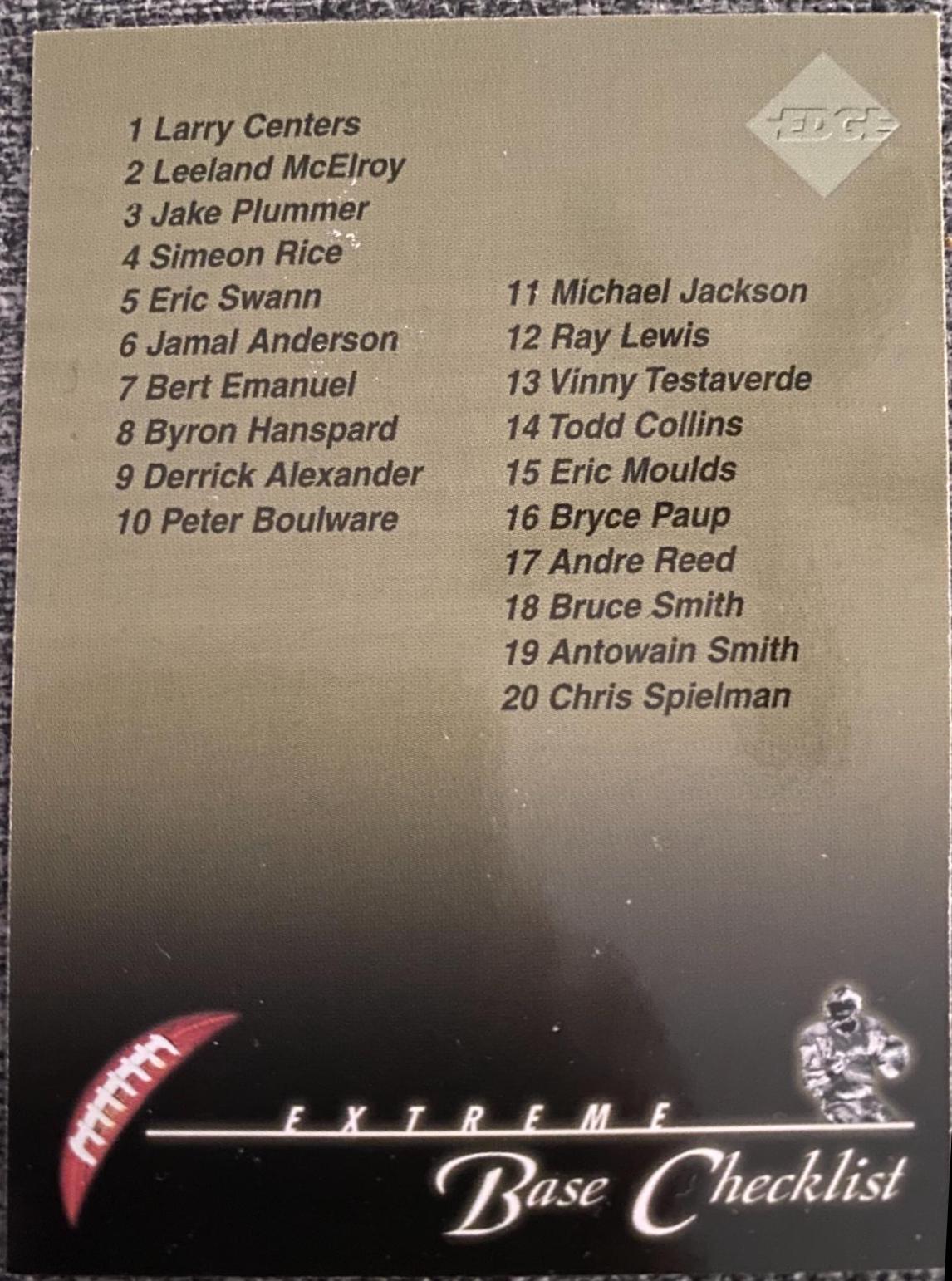 Checklist #53 Football Cards 1997 Collector's Edge Extreme
