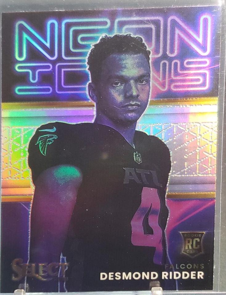 Desmond Ridder #NI-13 Football Cards 2022 Panini Select Neon Icons