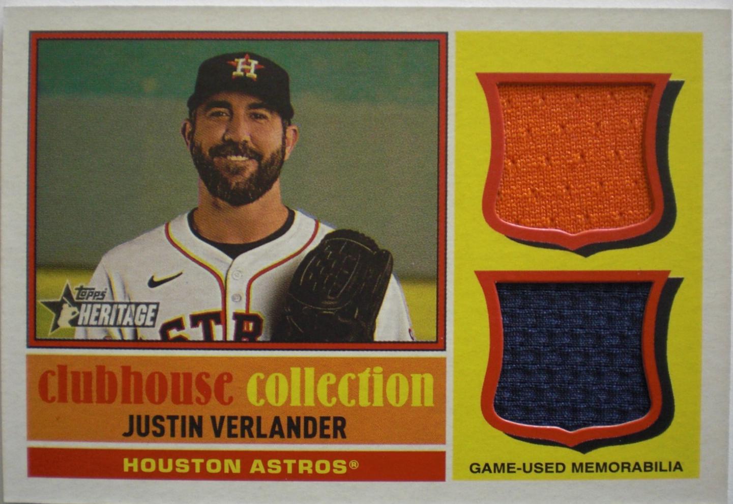 Justin Verlander #CCSDR-JV Baseball Cards 2025 Topps Heritage Clubhouse Collection Single Player Dual Relic