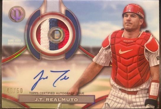 J.T. Realmuto #APA-JTR Baseball Cards 2025 Topps Tribute Autograph Patch