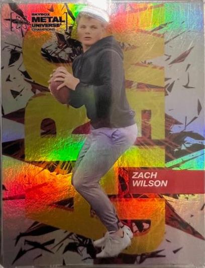 Zach Wilson #AW-14 Football Cards 2021 Skybox Metal Universe Champions Arc Weld