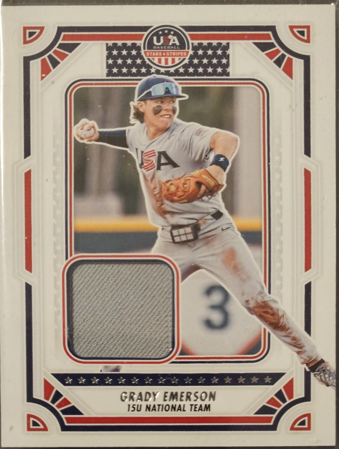 Grady Emerson #USA-GE Baseball Cards 2024 Panini Stars & Stripes USA Materials