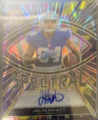 Jalin Hyatt #28 Football Cards 2023 Panini Spectra Rookie Autograph Gold