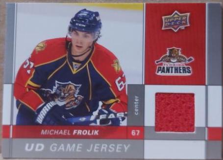 Michael Frolik #GJ-FR Hockey Cards 2009 Upper Deck Game Jersey