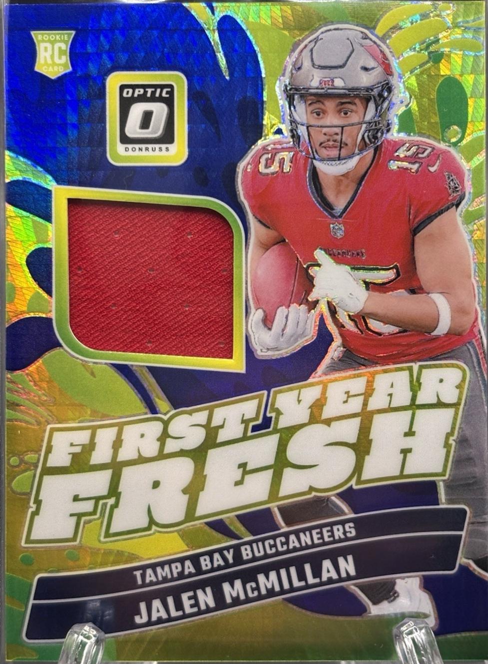 Jalen McMillan #FYF-JMN Football Cards 2024 Panini Donruss Optic First Year Fresh Blue Hyper