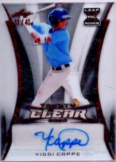 Yiddi Cappe #CA-YC2 2020 Leaf Trinity Clear Autographs Baseball