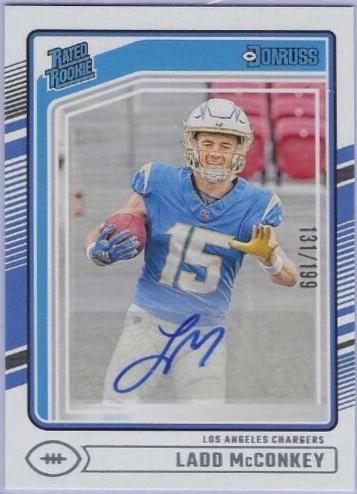 Ladd McConkey #328 Football Cards 2024 Panini Donruss Rated Rookies Autograph