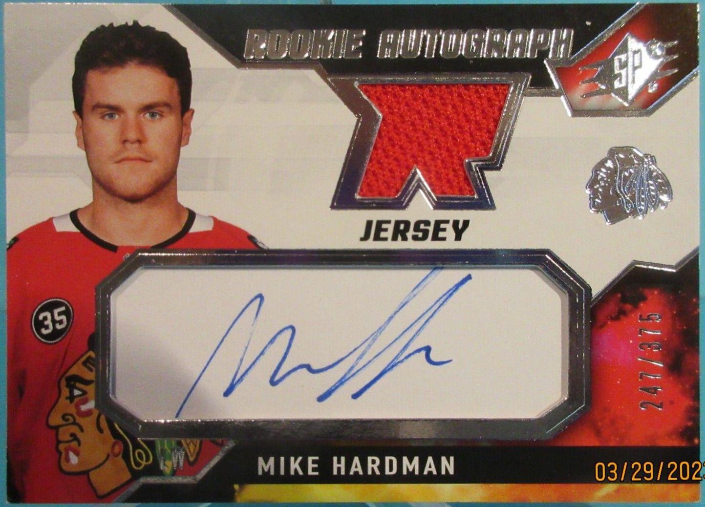 Mike Hardman #MH 2021 Spx Rookie Auto Jersey Hockey
