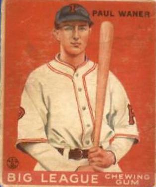 Paul Waner #25 Baseball Cards 1933 Goudey