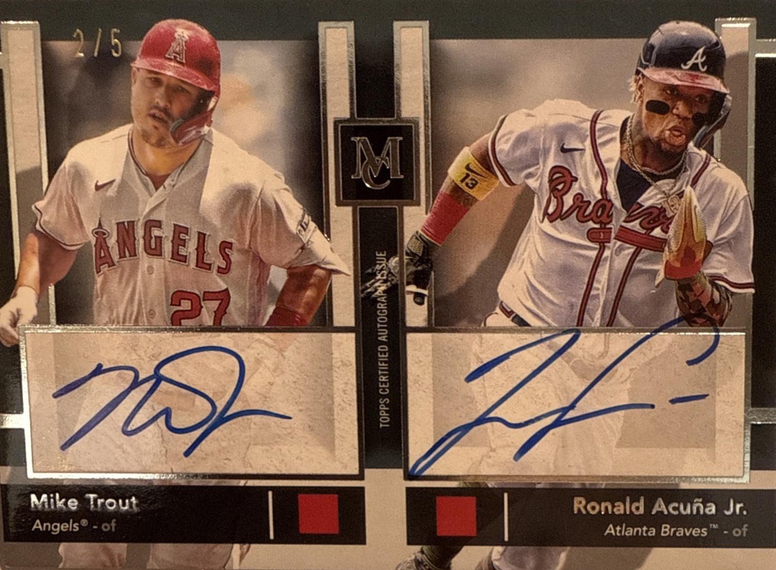 Ronald Acuna Jr. / Mike Trout #DA-TAJ Baseball Cards 2024 Topps Museum Collection Dual On-Card Autograph