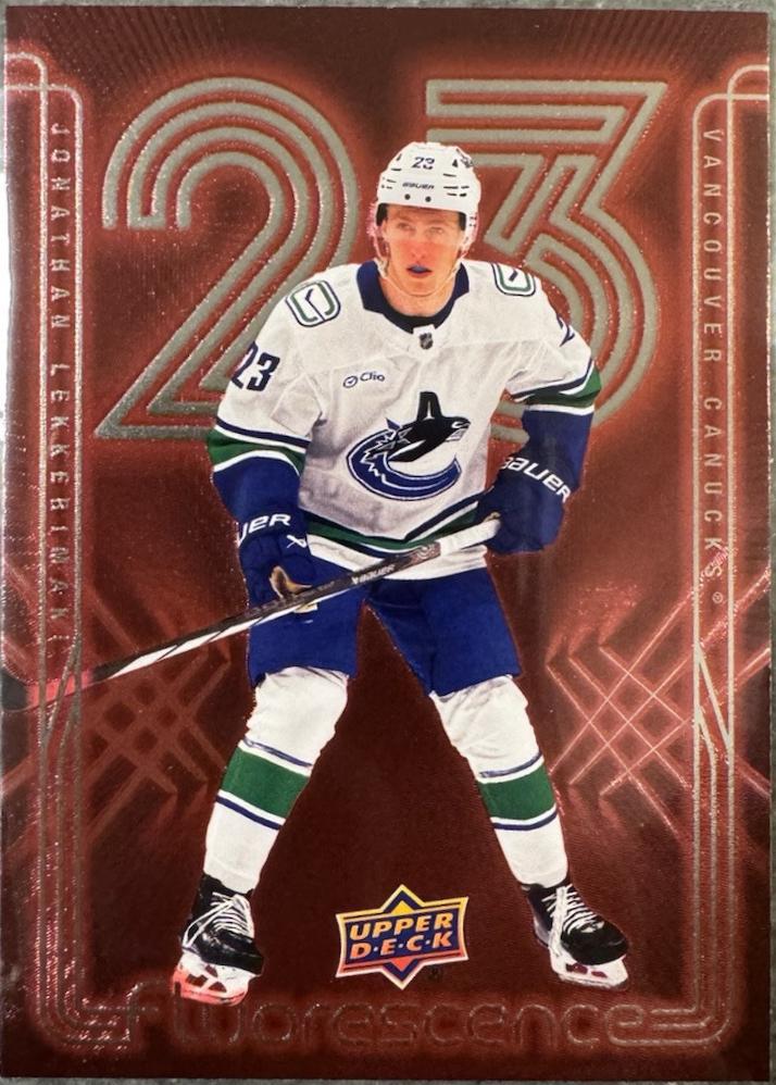 Jonathan Lekkerimaki #F-43 2024 Upper Deck Flurorescence Red Hockey