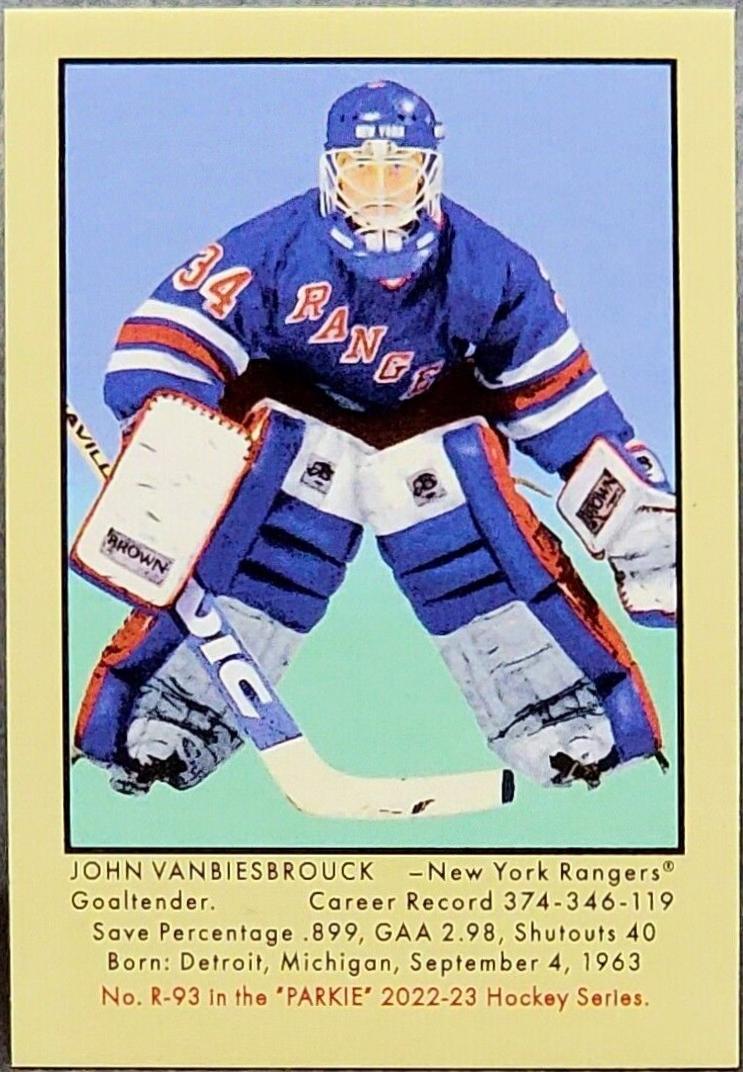John Vanbiesbrouck #R-93 2022 Parkhurst Champions Retro Autograph Hockey