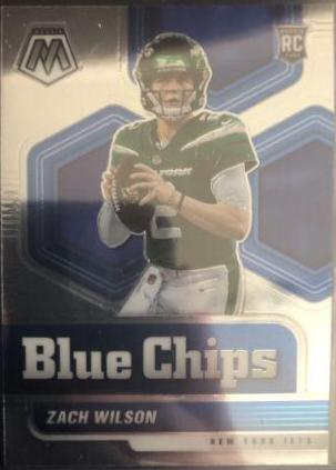Zach Wilson #2 Football Cards 2021 Panini Mosaic Blue Chips