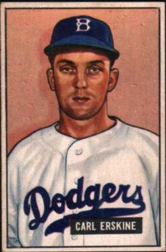 Carl Erskine #260 Baseball Cards 1951 Bowman