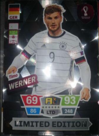 Timo Werner Soccer Cards 2022 Panini Adrenalyn XL FIFA World Cup Qatar Limited Edition