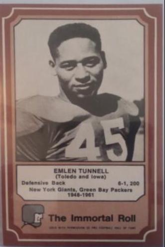 Emlen Tunnell #44 Football Cards 1975 Fleer Hall of Fame