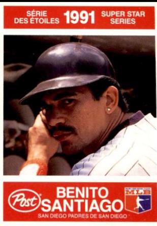 Benito Santiago #13 Baseball Cards 1991 Post Cereal Canadian