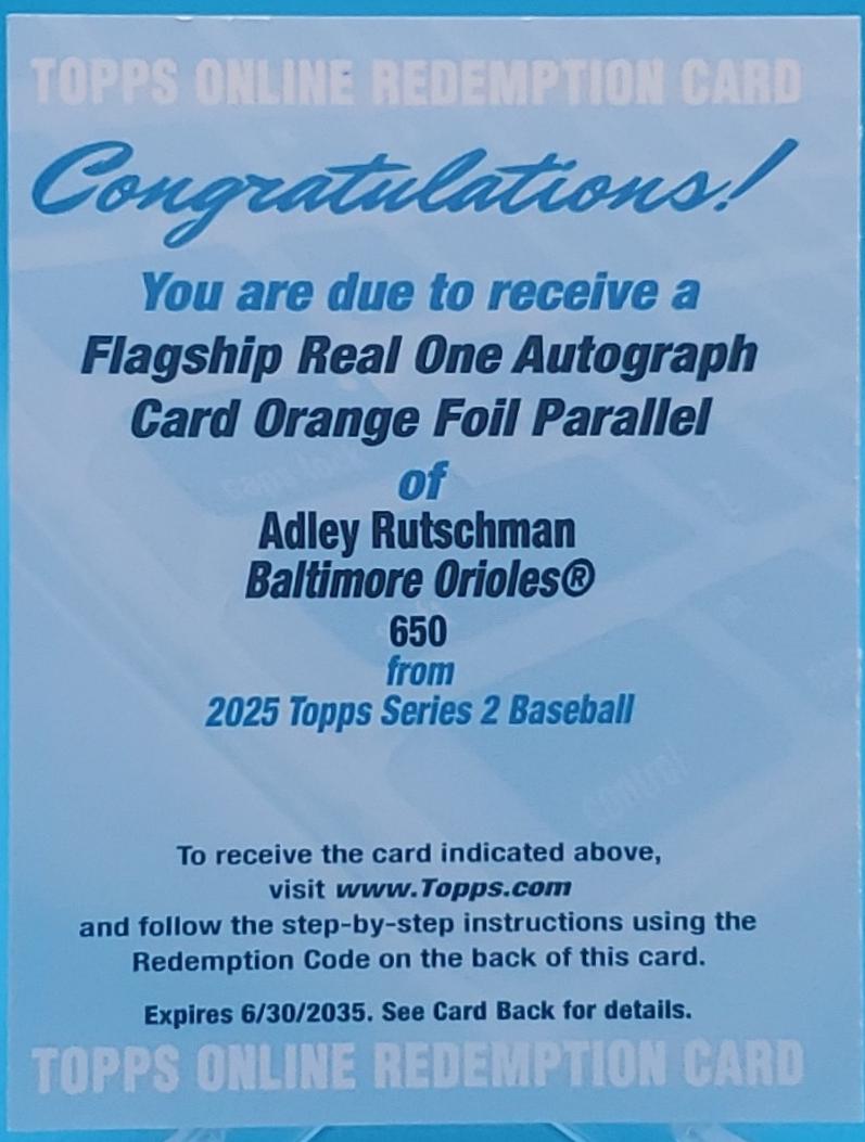 Adley Rutschman [Orange Foil Real One Autograph] #650