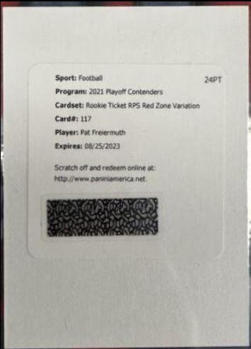 Pat Freiermuth #117V 2021 Panini Contenders Football