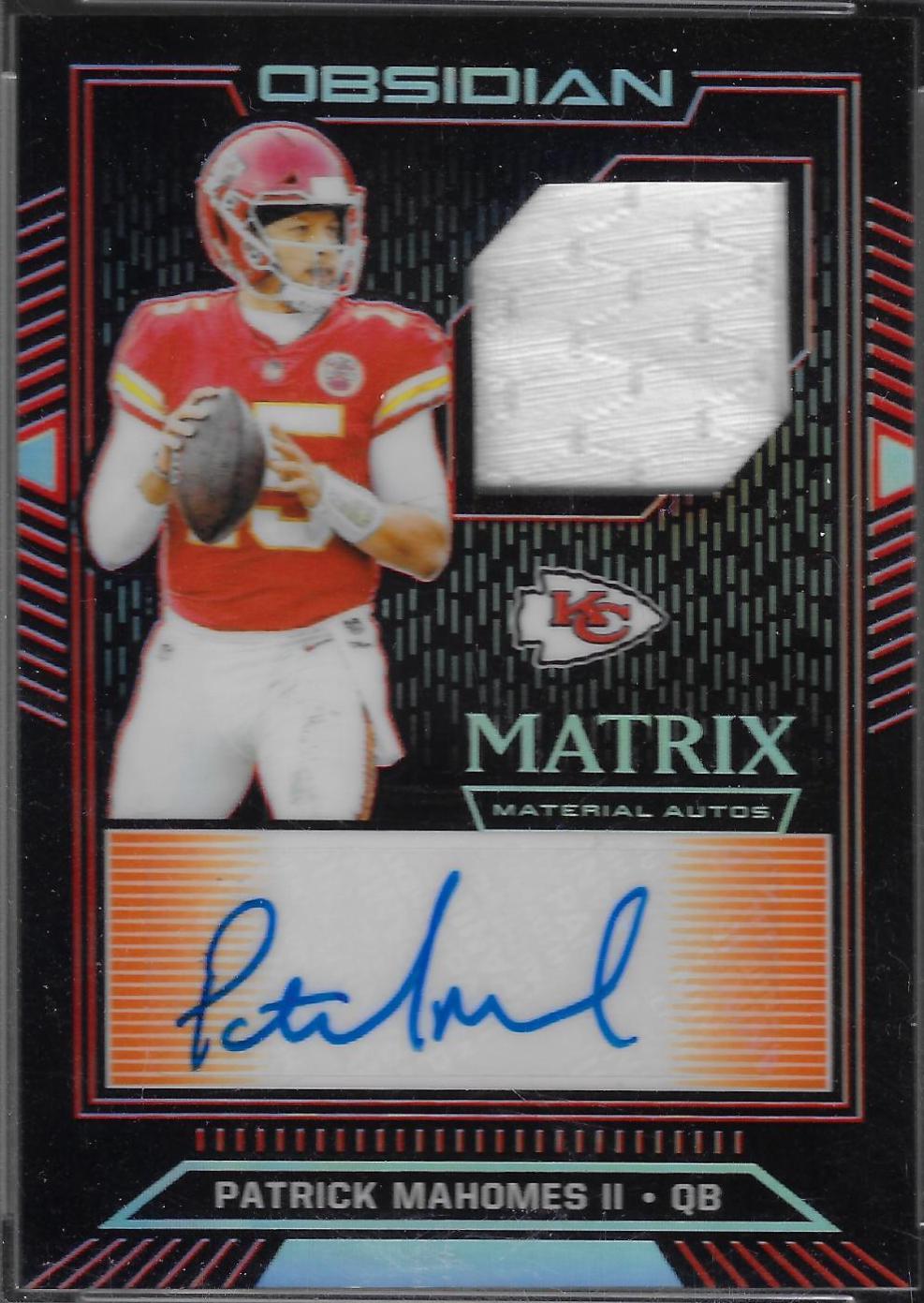 Patrick Mahomes #12 Football Cards 2019 Panini Obsidian Matrix Material Autos