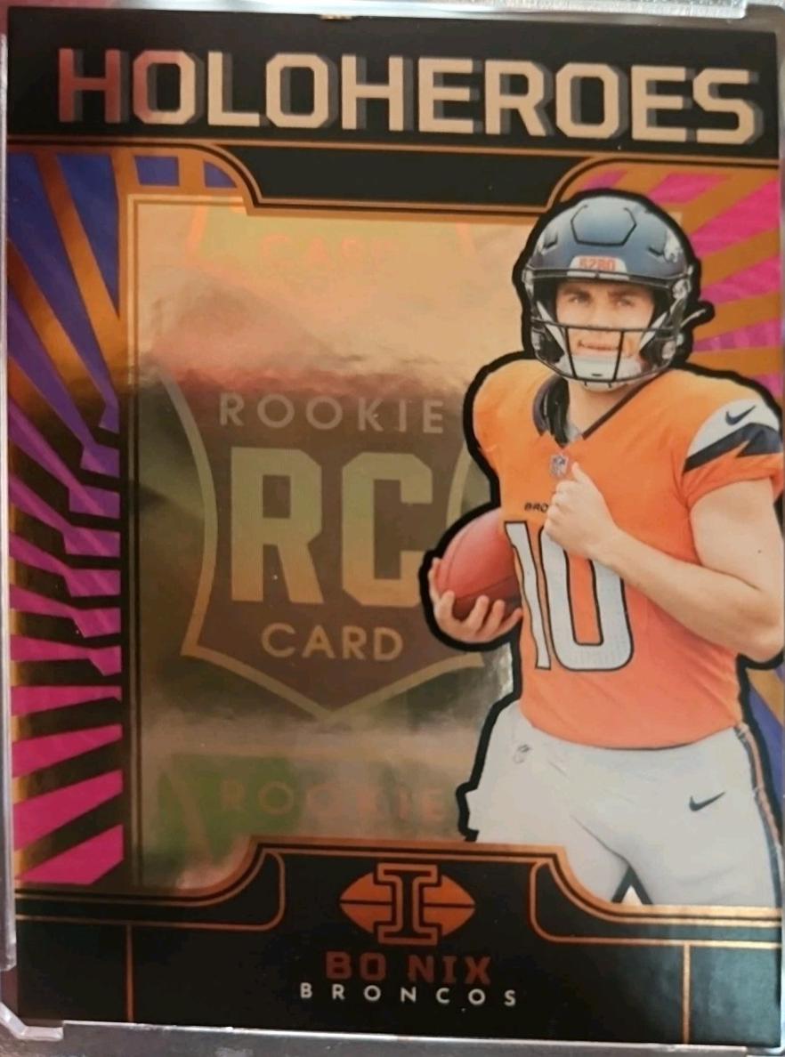 Bo Nix #18 Football Cards 2024 Panini Illusions HoloHeroes Rookie