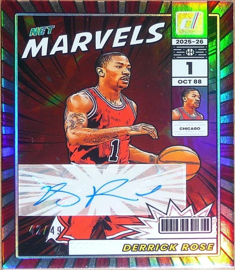 Derrick Rose #21 2025 Panini Donruss Net Marvels Signature Basketball