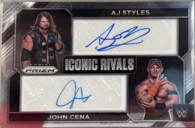 AJ Styles / John Cena #9 Wrestling Cards 2023 Panini Prizm WWE Iconic Rivals Dual Autographs