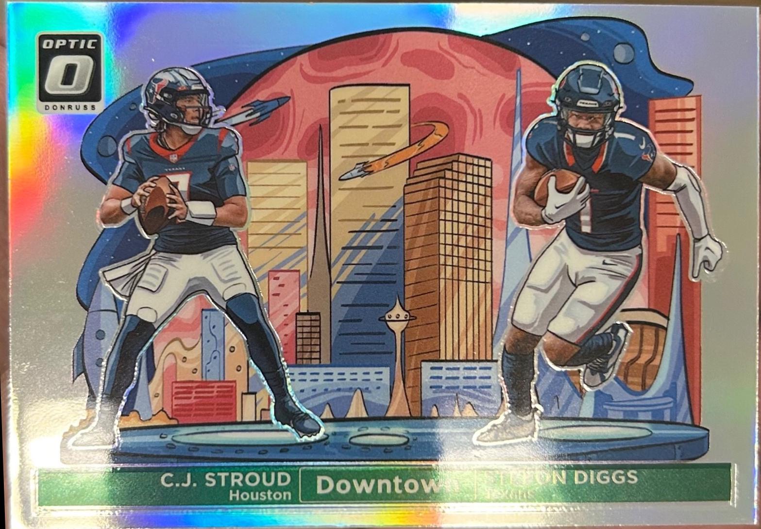 C.J. Stroud / Stefon Diggs #5 Football Cards 2024 Panini Donruss Optic Downtown Duos