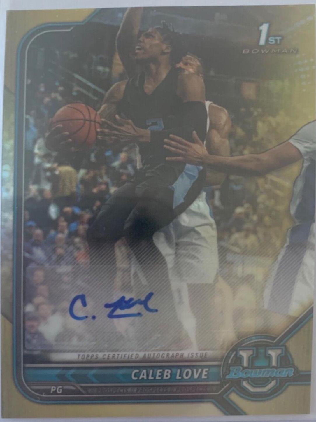 Caleb Love [Gold Refractor] #BCPA-CL Prices | 2021 Bowman University ...