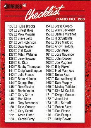 Checklist 130-231, Standard, front
