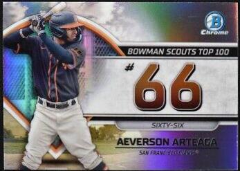 Aeverson Arteaga #BTP-66 2023 Bowman Scouts Top 100 Baseball