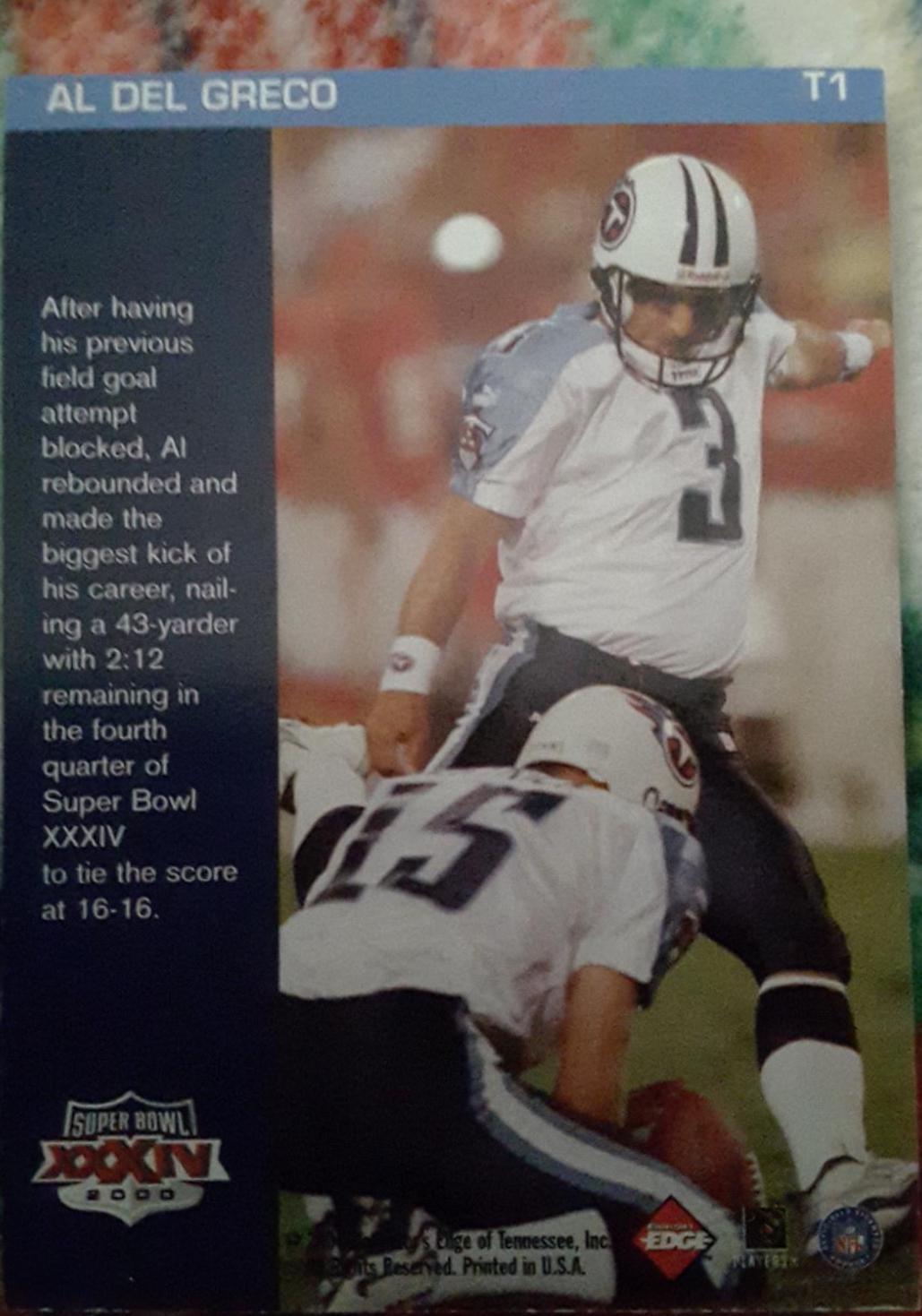 Al Del Greco #T1 Football Cards 2000 Collector's Edge Super Bowl