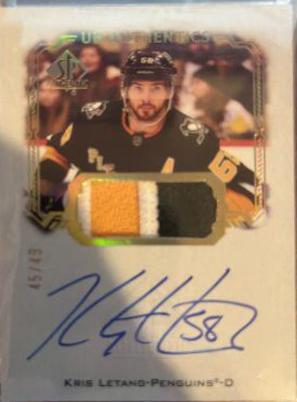 Kris Letang #UDA-KL 2021 Sp Authentic UD Autographs Hockey