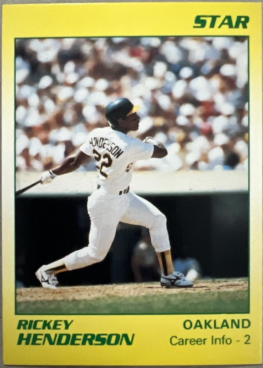 Rickey Henderson #8 1990 Star Rickey Henderson Baseball