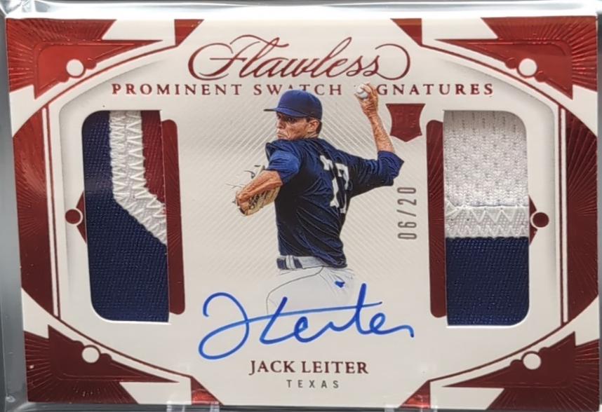 Jack Leiter #4 Baseball Cards 2024 Panini Flawless Prominent Swatch Signature
