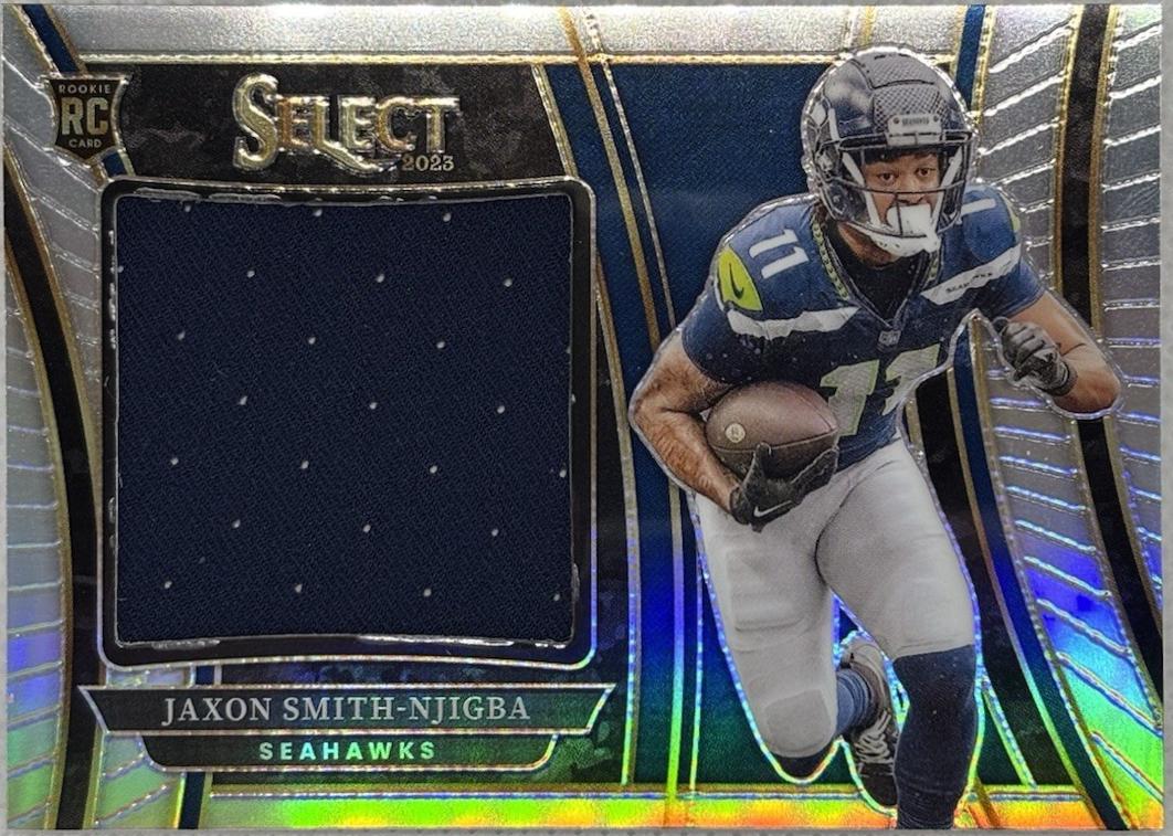 Jaxon Smith-Njigba #SWA-JSN 2023 Panini Select Jumbo Rookie Swatch Prizm Football