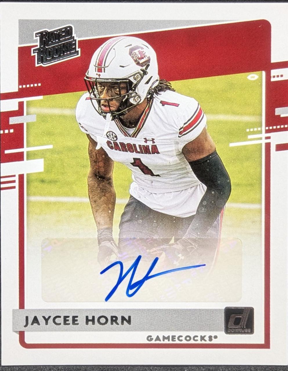 Jaycee Horn #DA-JYH 2021 Panini Chronicles Draft Picks Donruss Rated Rookie Autographs Football